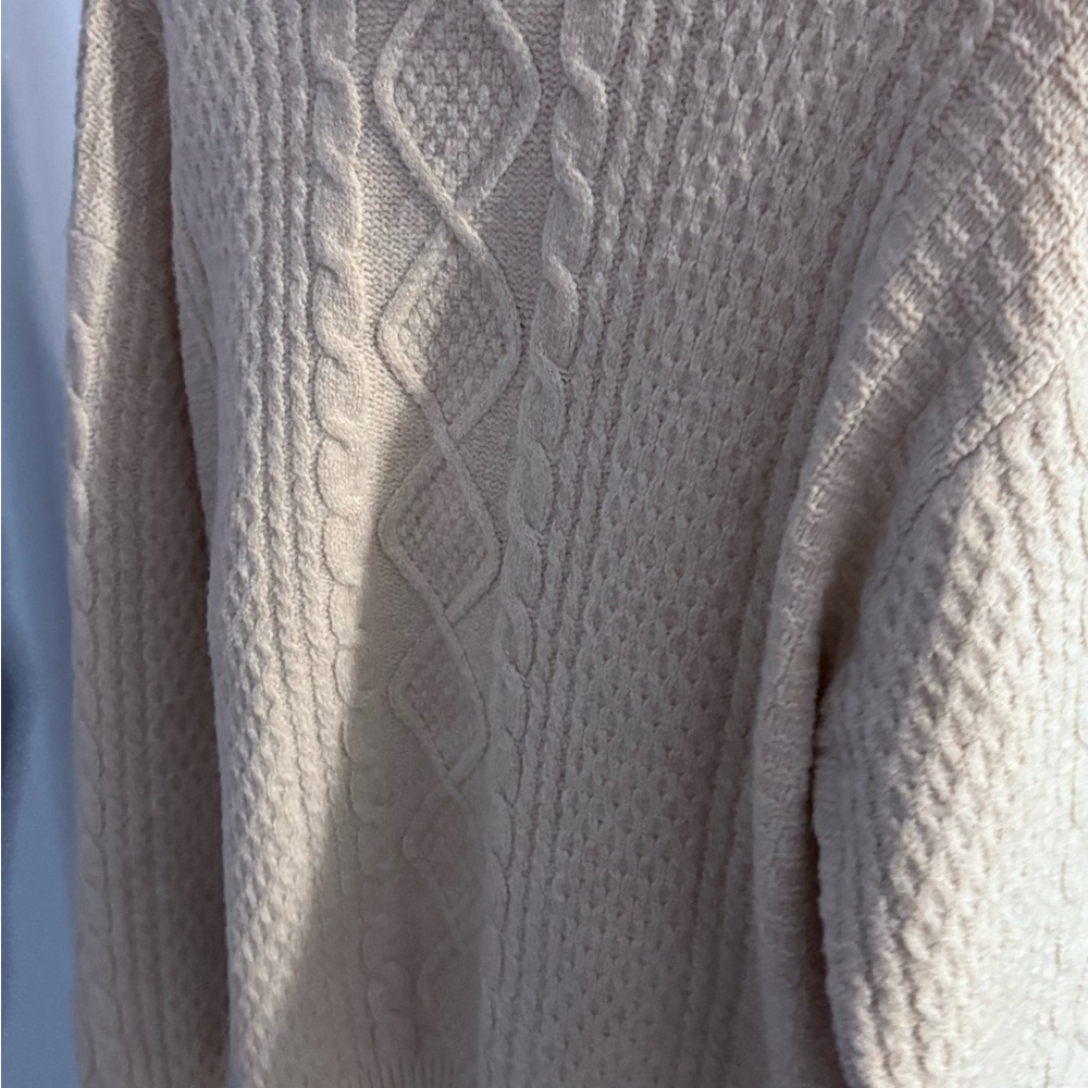 OAK + FORT Cream Cable Knit Sweater